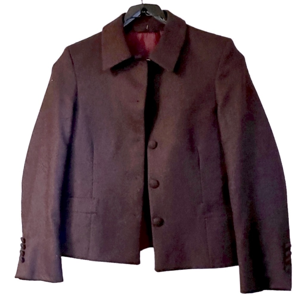 Tom James Holland & Sherry Blazer Burgundy Sz 8